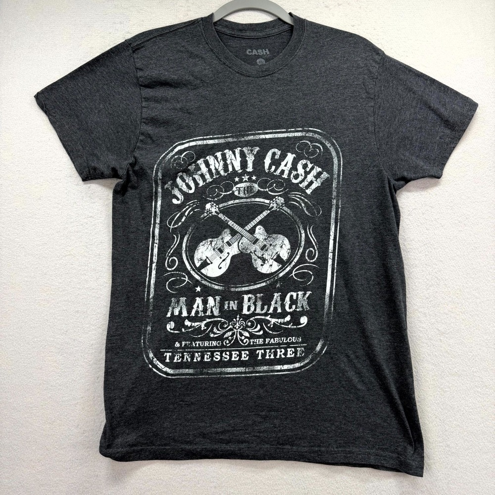 Johnny Cash The Man in Black T-Shirt Women XL Dark Gray Tennessee Three Graphics